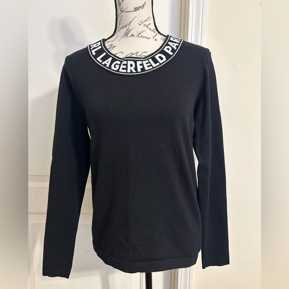 Karl Lagerfeld Sweaters - Karl Lagerfeld Black Long Sleeve Sweater with Logo Collar